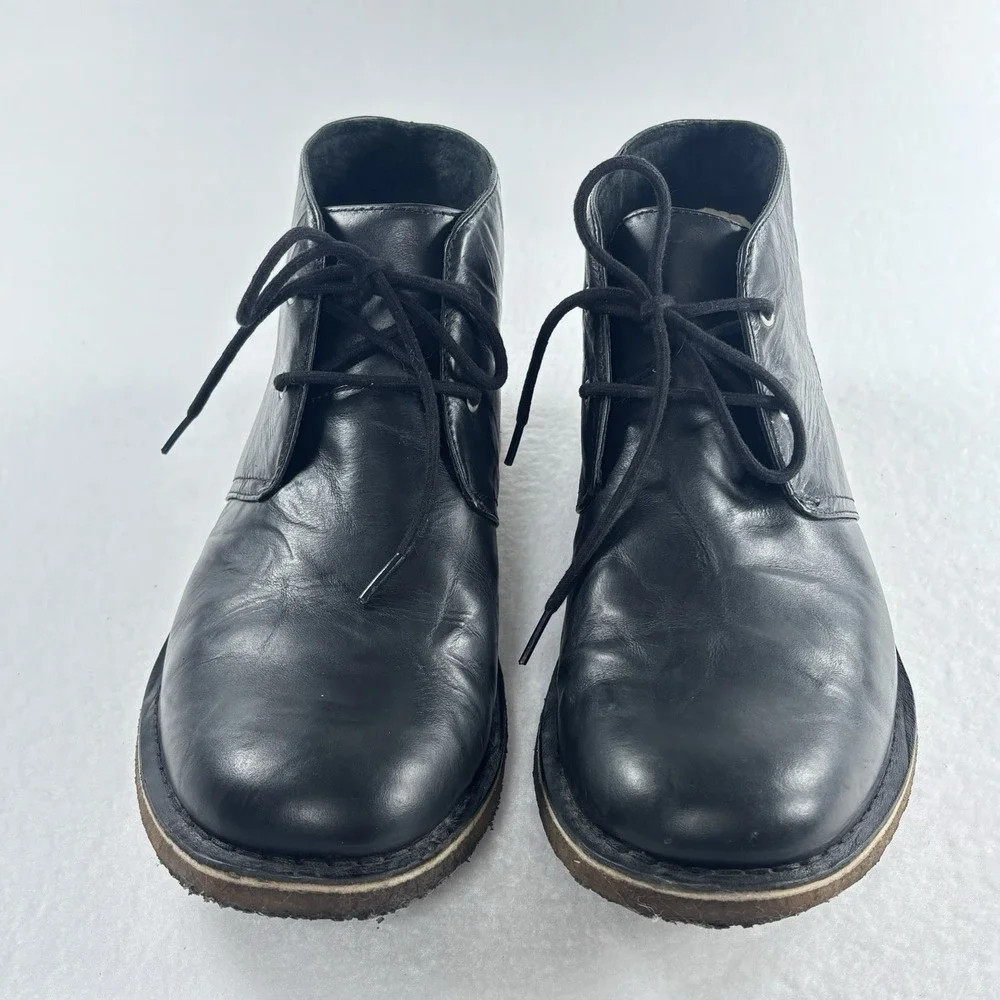 UGG Chukka Boots Black Leather Mens Sz 14 Ankle‎ Lace-Up Grunge Streetwear Boho